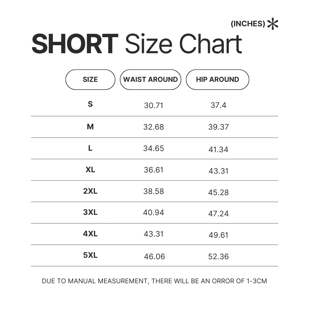 Short Size Chart - Hanako Kun Store