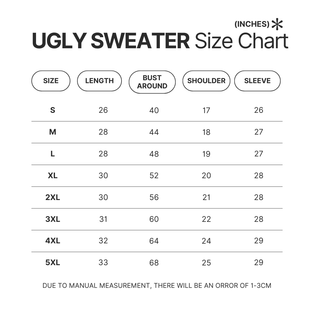 Ugly Sweater Size Chart - Hanako Kun Store