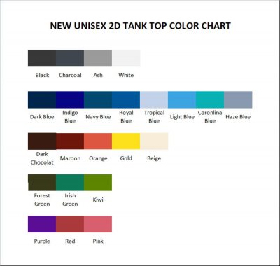 tank top color chart - Hanako Kun Store